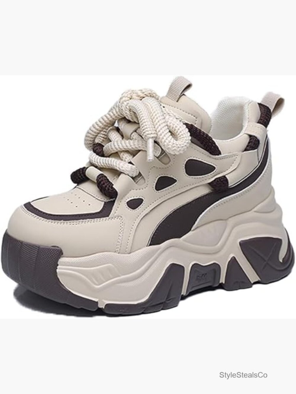 Women's Platform Sneakers, Chunky Lace-Up Dad Shoes, Non-Slip Casual Athletic